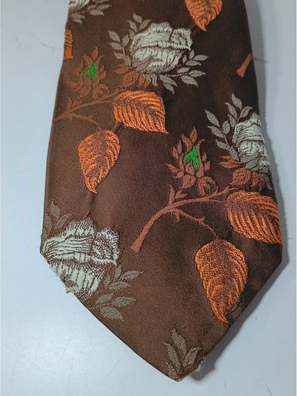 Vintage Autumn Leaves Men's Polyester Neck Tie JC Penney Copper Brown Rust